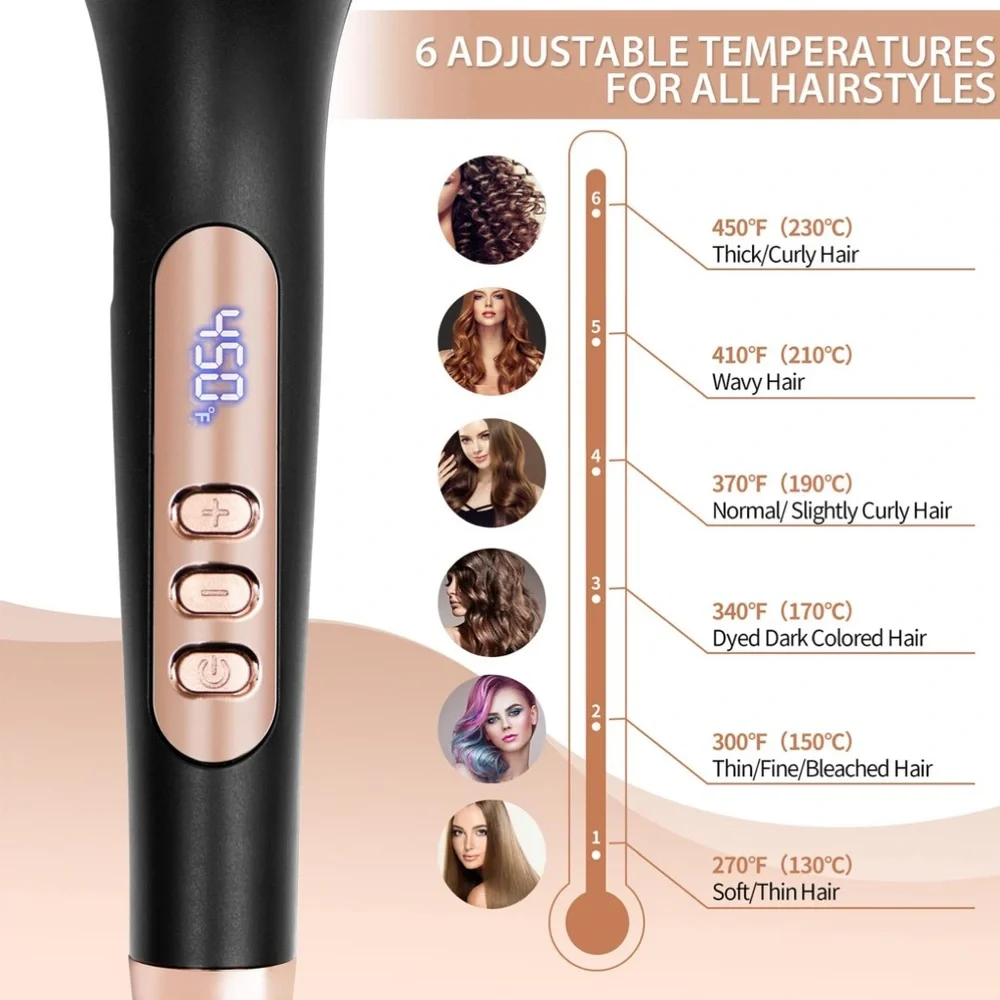 Hair Straightener Brush Ionic Fast Heating Hair Brush for Thick Hair Black Hair
